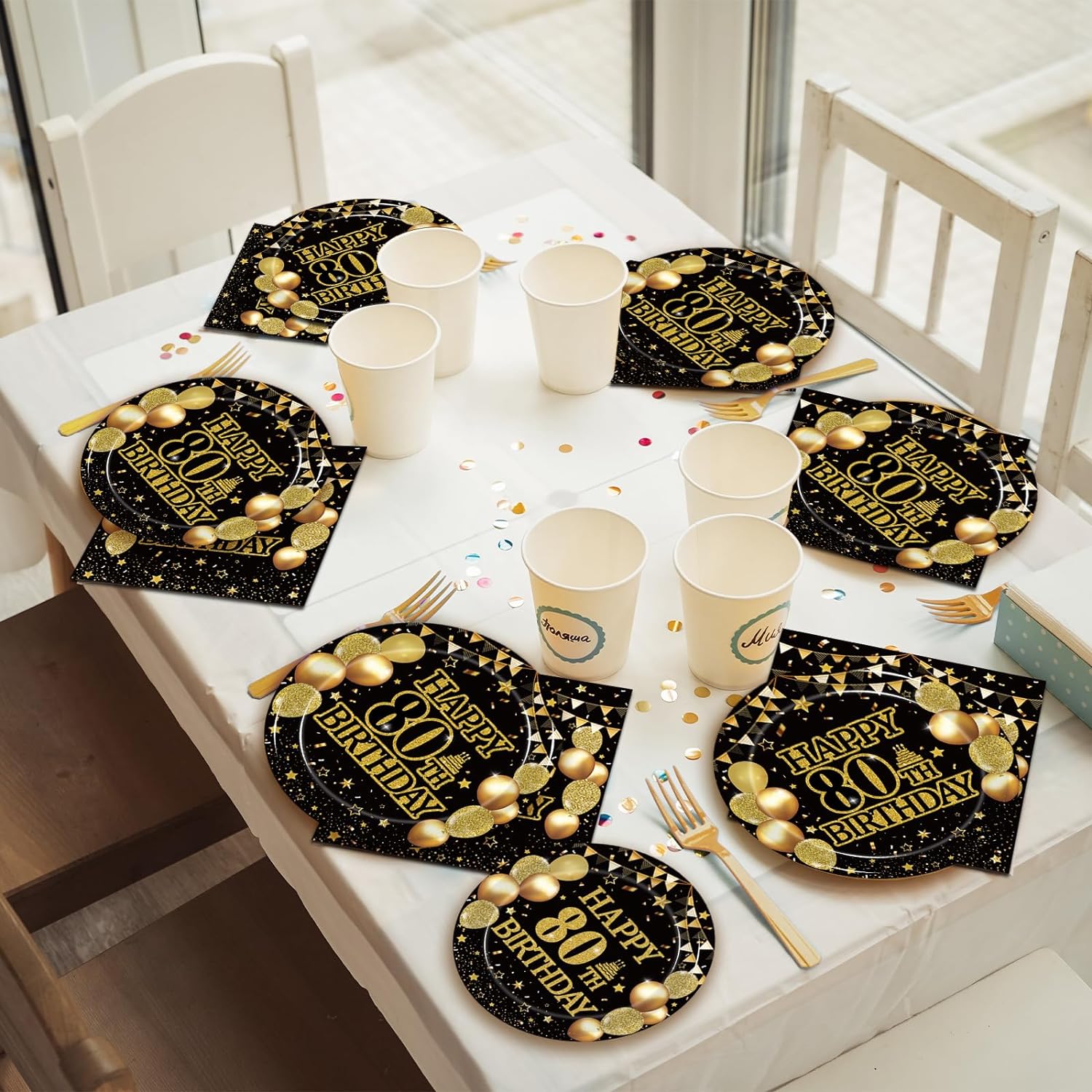 Yh Tech 80th Birthday Party Tableware Set, 96 Pieces photo 6
