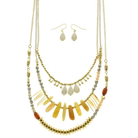 Mi Amore - Mi Amore Necklace-Earring-Set Multicolor/Gold-Tone - Walmart.com