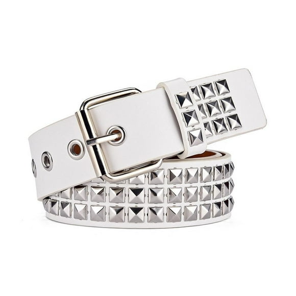 Punk Studded Belt For Men and Women, Rivet Gothic Belt with Bright Pyramid Leather PU Adjustable Belt Rock For Jeans, Studs,