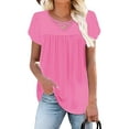 thumbnail image 7 of GaThRRgYP Women's Summer Short Sleeve Tops Elegance,Women's Fashion Tees Casual Crewneck 3/4 Sleeve Loose T Shirt Ladies Blouses Shirts Hot Pink S, 7 of 7
