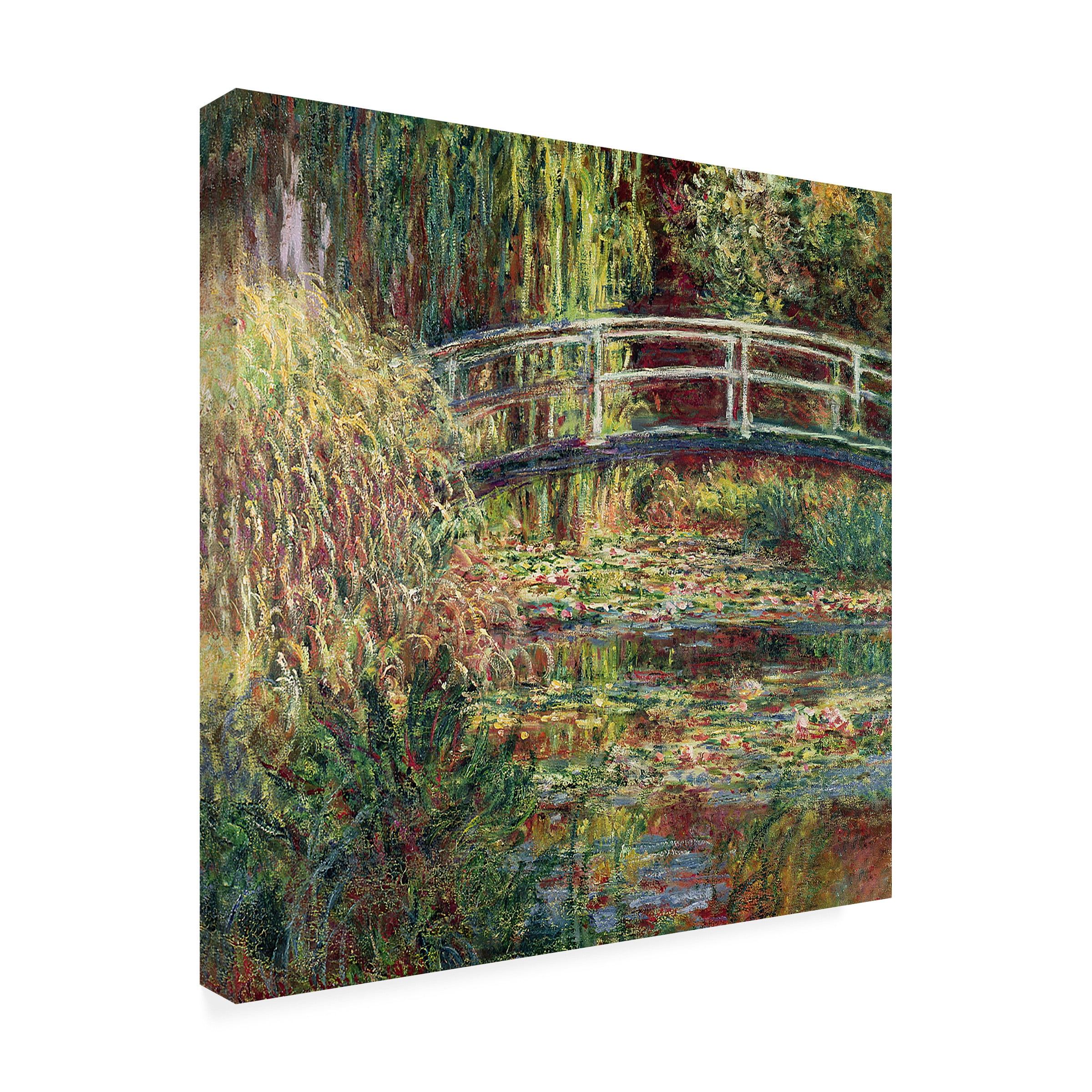 Art Remedy Pink Lilypads Canvas Wall Art - Monet/Van Gogh Style, Gold Frame, 17.5"x25.5"