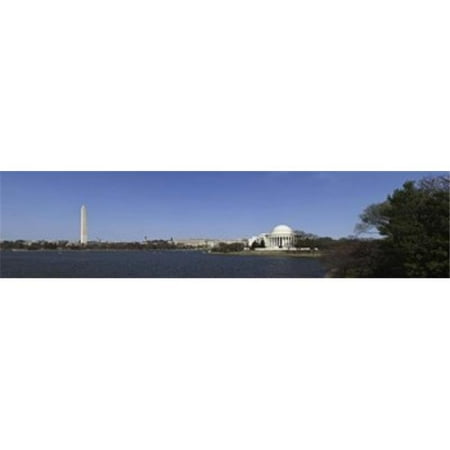 Jefferson Outlet Mall Cherry blossom buds at Tidal Basin Jefferson Memorial Washington Monument National Mall Washington DC USA Poster Print by - 36 x 12 ()
