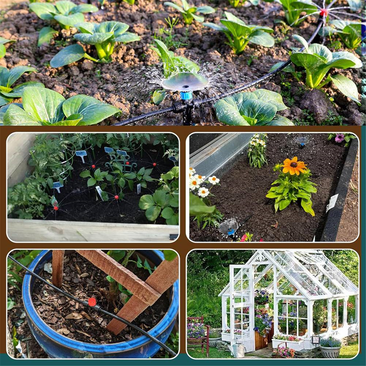 110FT Quick-Connect Drip Irrigation Kit, Garden Watering System DIY Automatic Irrigation Equipment Set for Lawn Raised