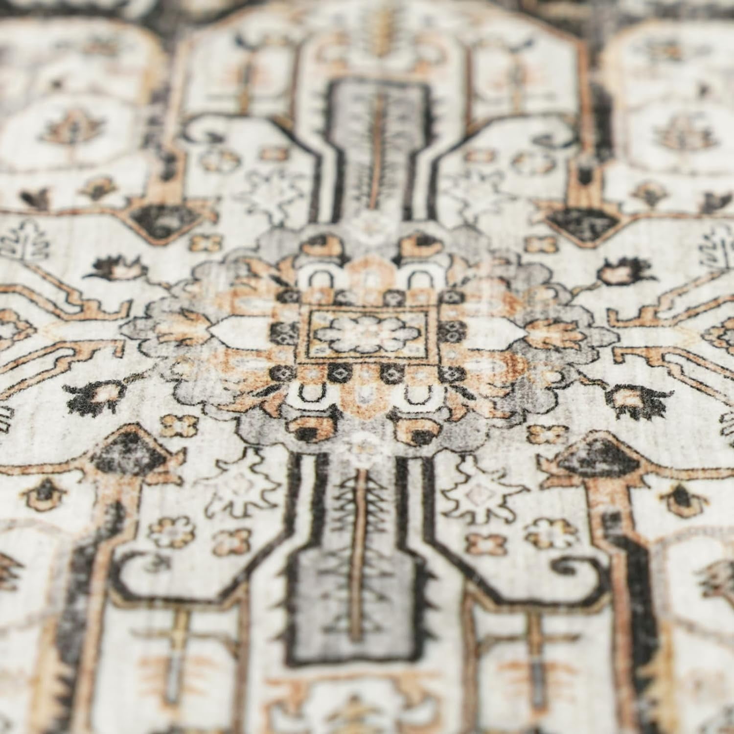 RUUGME Hallway 6ft Round Rugs - Boho Rugs for Living Room Stain Resistant Carpet Vintage Tribal Rugs for Bedroom Kitchen Dining Room with Non Slip Backing Home Decor Floor Decoration Mat 6ft Black