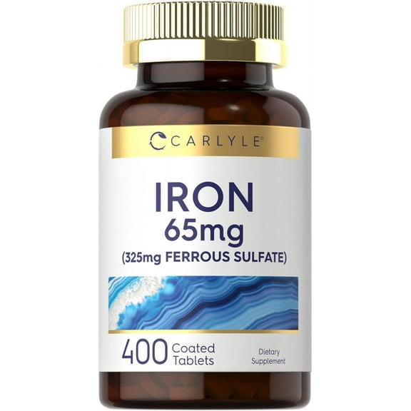 Iron Ferrous Sulfate 65 mg | 400 Tablets | For Men and Women | by Carlyle