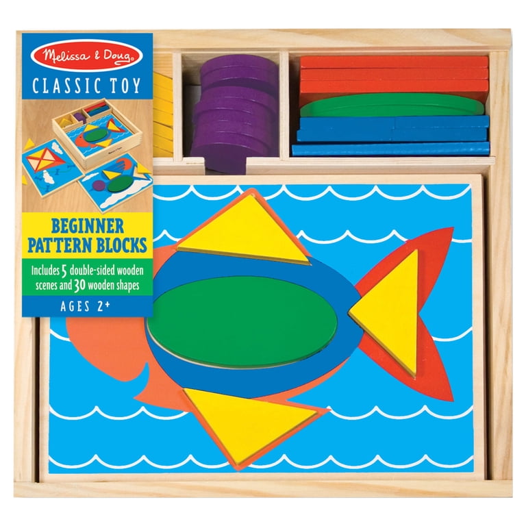 Melissa & Doug Beginner Wooden Pattern Blocks Educational Toy With