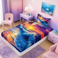 thumbnail image 5 of Manfei Oil Painting Tropical Beach Twin Sheet Sets for Kids Boys and Girls, Ocean Sea Bedding 3pcs, 1 Flat Sheet, 1 Fitted Sheet and 1 Pillowcase, 5 of 6