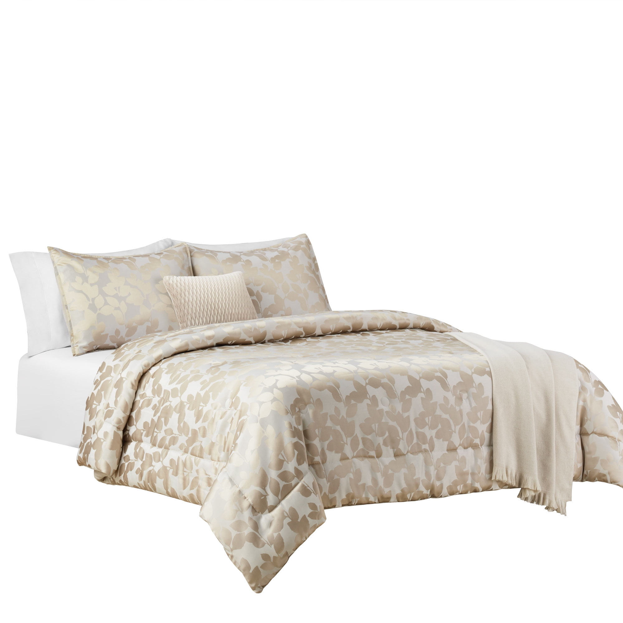 Mainstays 5-Piece Gold Floral Comforter Set, King