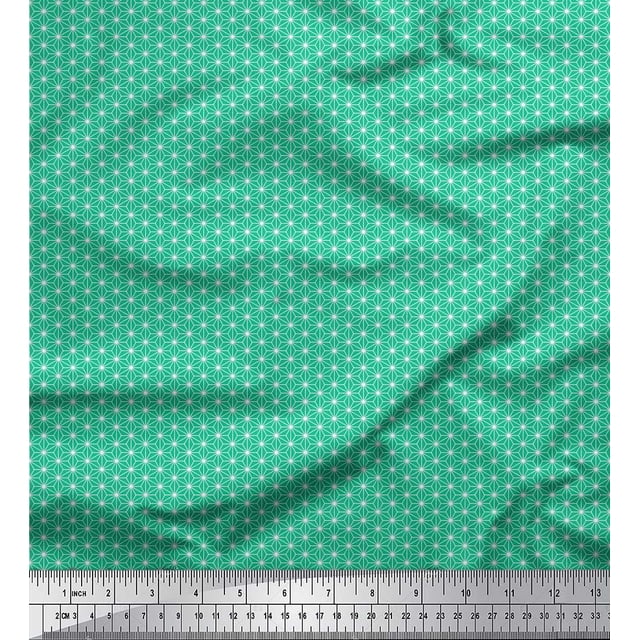 Soimoi Polyester Crepe Fabric Geometric Small Print Fabric by Yard 42 Inch Wide