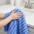 thumbnail image 2 of REGALWOVEN Cotton Striped Washcloths - 13" x 13" Soft & Absorbent Face Cloths for Bathroom, Kitchen Blue 6pk, 2 of 6