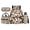 Brown Cow Print, variant on Mint Teal Watercolor Starfish White Stripes Children Backpack Combo, 17 Inch Ocean Coastal Theme School Bag with Thermal Lunch Pack, Pen Case and Drink Bottle Holder