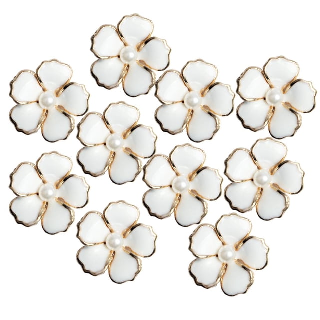 yuksok 10x Flower Flatback Buttons Scrapbooking Embellishment Decoration White 18mm