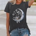thumbnail image 2 of Trendfront Womens Astronaut Moon Graphic T Shirts Crewneck Short Sleeve Planet Space Print Casual Loose Fit Vintage Summer Tee Tops, 2 of 4