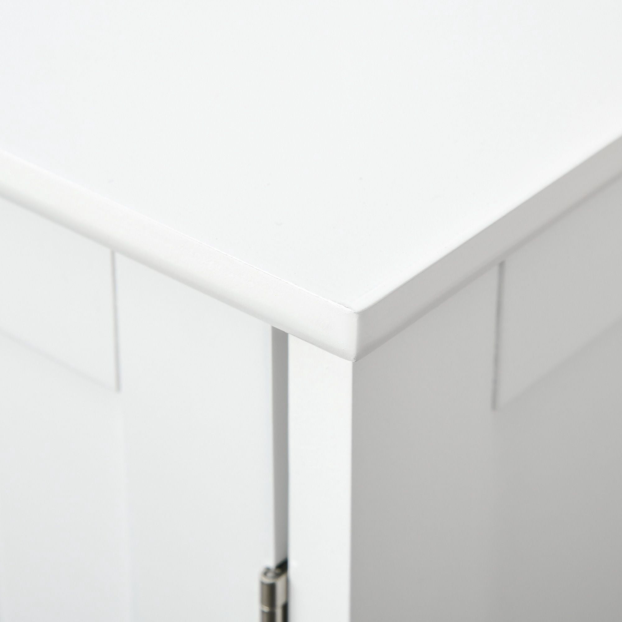 Pedestal Sink Cabinet White Bathroom Vanity Storage with U-Shape Cut-Out Adjustable Shelf