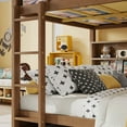 thumbnail image 3 of Mirightone Queen over Queen Bunk Bed,Wood Bunk Beds with Storage Bookcase & Charging Station Wheat, 3 of 8