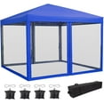thumbnail image 3 of 10x10 Canopy Tent, Heavy Duty Pop Up Canopy with Mosquito Netting, Waterproof Easy Up Screen Shelter with Wheeled Bag, Outdoor Instant Sun Shade for Parties, Camping, Events, 3 of 7