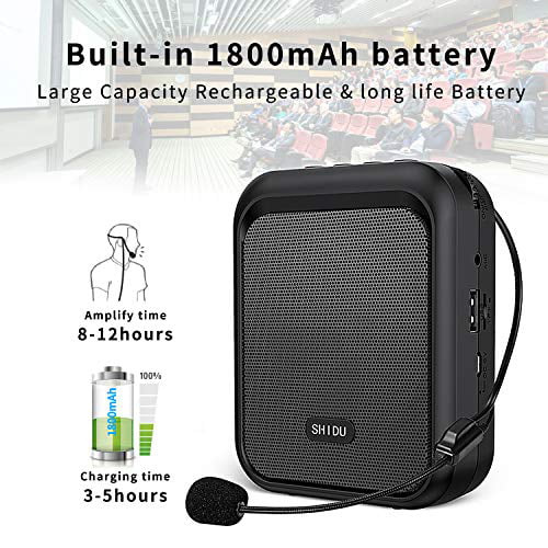 Loud Pa Speaker with Double Microphones Portable for Teachers/Tour Guides/Elderly/Singers/Karaoke and More 2600mAh S92 SHIDU Wireless Bluetooth Voice Amplifier 25W 