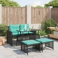 thumbnail image 1 of vidaXL 4 Piece Garden Sofa Set with Cushions Black Poly Rattan Glass, 1 of 5