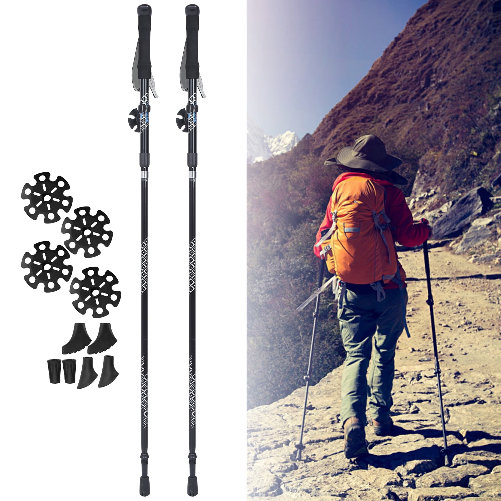 Ultra-Light Walk Stick Telescopic Hiking Stick Trekking Pole Damping Alpenstock 