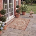 thumbnail image 4 of SAFAVIEH Courtyard Avi Traditional Indoor/Outdoor Area Rug, 4' x 5'7", Light Beige/Terracotta, 4 of 17