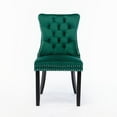 thumbnail image 2 of Velvet Dining Chair Set of 2, Modern High-end Button Tufted Accent Chairs Side Chair with Nailhead Trim & Solid Wood Leg & Pull Ring, Comfy Upholstered Armless Table Chair Dining Room Chairs, Green, 2 of 7