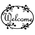 thumbnail image 1 of 12" American Made Iron Outdoor Welcome Sign - Floral Design, 1 of 4