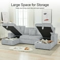 thumbnail image 5 of Oversized U-Shaped Sectional Sleeper Sofa with Pull Out Bed, Dual Storage Chaise, 6 Seats, 3 Pillows, Fuzzy Plush,122 Inch,Gray, 5 of 8