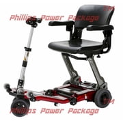 Free Rider USA - Luggie Super - Lightweight Foldable Scooter - 4-Wheel - Red - PHILLIPS POWER PACKAGE TM - $500 VALUE