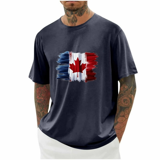 Camisetas de Manga Larga para Hombre Algodón Impresión Cuello Redondo Blusas de Moda Casual