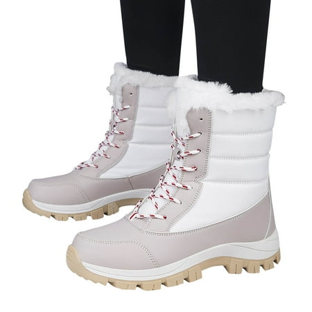 

YODETEY Women s Boots Snow Women Warm Plush Sleeves Thickened Winter Outdoor Skiing Large Cotton Shoes