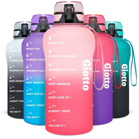 

Giotto Large Half Gallon Motivational Water Bottle with Time Marker & Removable Strainer 64 fl oz.