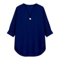 thumbnail image 3 of Womens Shirts 3/4 Roll Up Sleeve Button Detail Loose Linen Blouses Oversized Tshirts for Women, 3 of 4