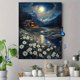 thumbnail image 4 of Qisvanset 12x16 Inch Moon Daisy Meadow Canvas Wall Art, Ethereal Night Nature Scenery Tranquil Home Decor, 4 of 8