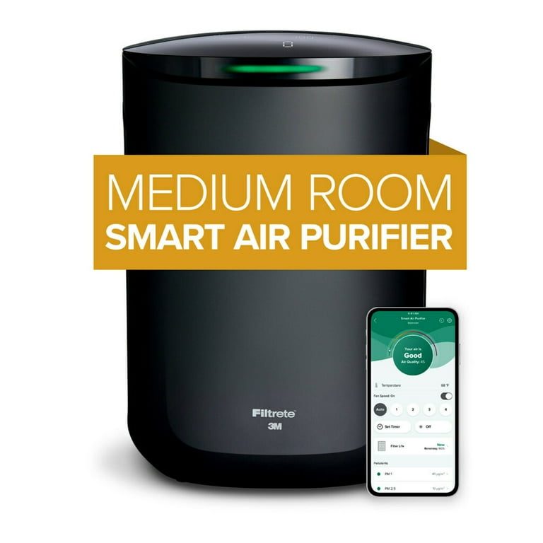 Filtrete room air purifier console 110 sq feet coverage hepa allergen filter included outlet