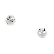 14k White Gold Small Hexagonal Shape Screw-Back Earrings - Measures 4x4mm