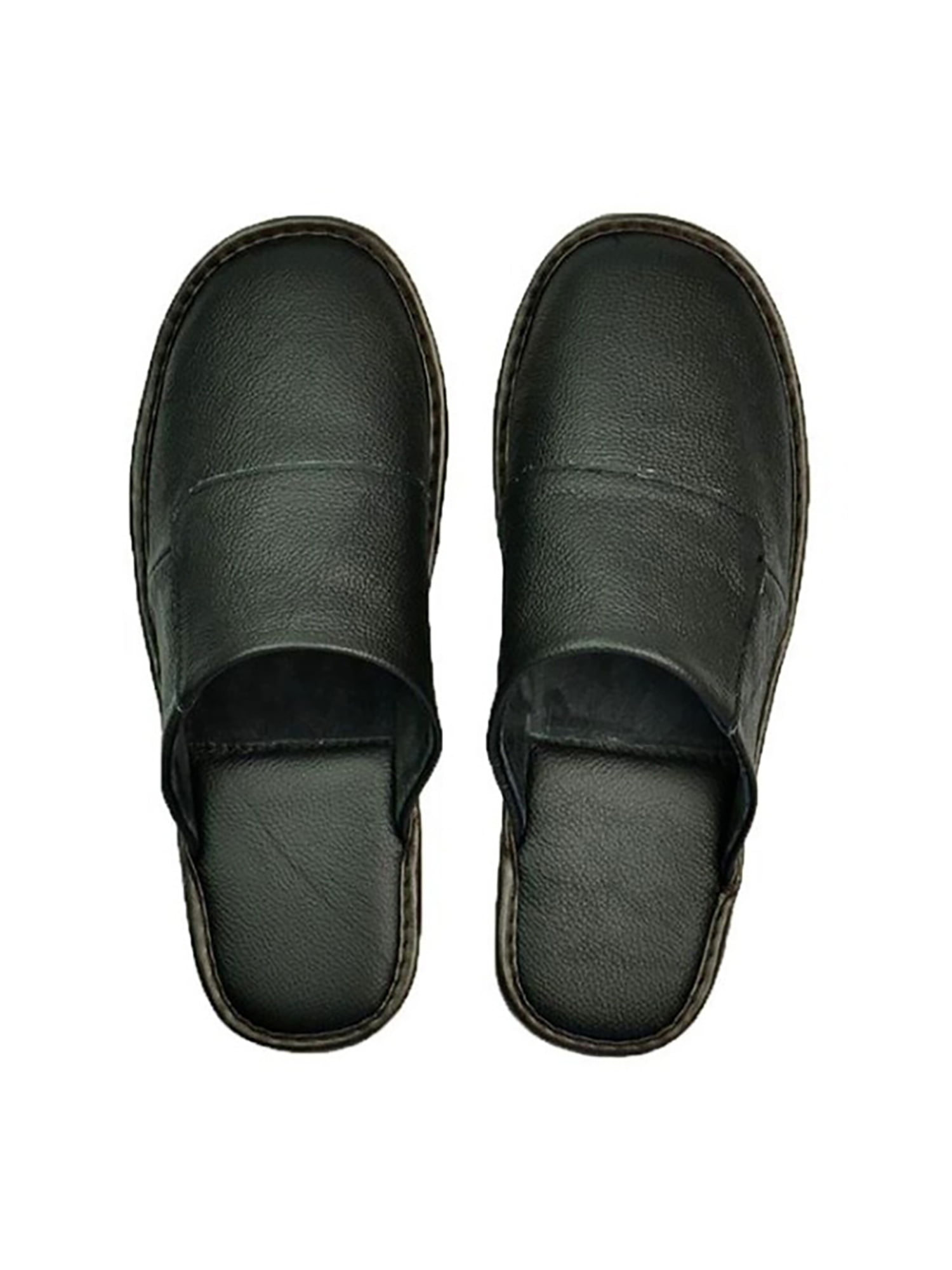 Mens Leather Slippers Beach Shoes Comfort Sandals Slip On Mules Black Size 6-11