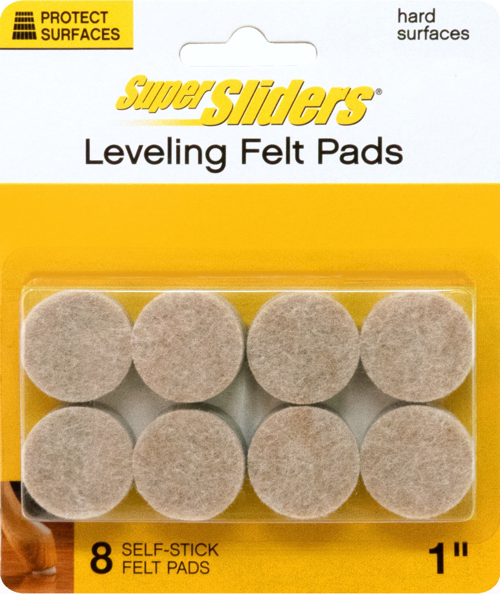 Super Sliders Self-Leveling Felt Furniture Pads, 1 in. Round, Beige, 8 Pack for Uneven Legs and Floor Protection