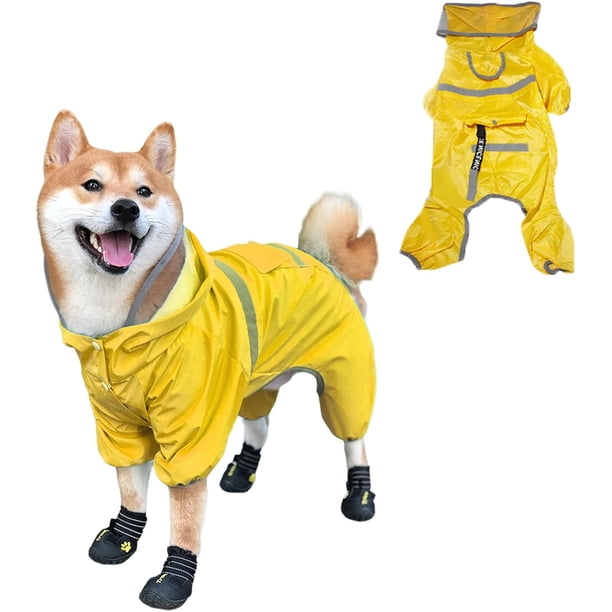 Impermeable para Perros, Chubasquero Deportivo con Capucha con Tiras Reflectantes y Patas Ajustables, Chubasquero portátil