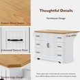 thumbnail image 6 of Kitchen Island with Drop Leaf and Power Outlet&nbsp;– 56" Rubber Wood Veneer Top, Rolling Storage Cart on 4 Wheels with 6 Deep Drawers and 4 Door Shelves, for Kitchen and Dining Room, White, 6 of 7