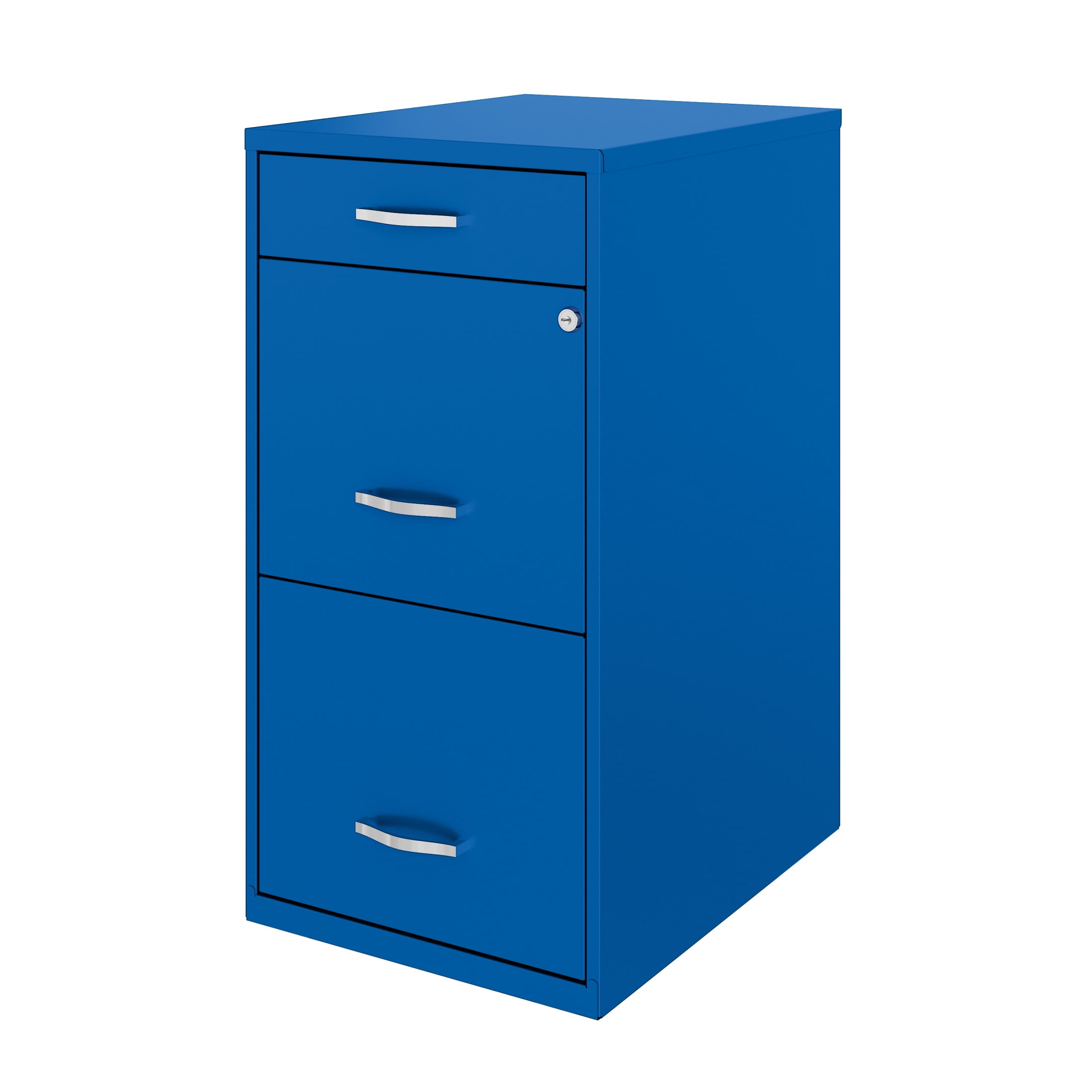 Space Solutions 3 Drawer Letter Width Vertical File Cabinet with Pencil Drawer, Blue