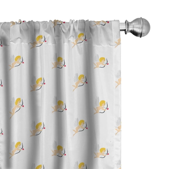 Ambesonne Love Theme Curtains, Amour Love Arrow Pattern, Pair of 28"x95", Earth Yellow White Peach