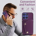 thumbnail image 6 of Furiet Wallet Case for Motorola Moto G Stylus 5G 2025 with Tempered Glass Screen Protector Slim Flip Purse Shoulder Strap, Luxury PU Leather Card Holder Stand Phone Cover for G5 Women Men Deep Purple, 6 of 8
