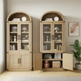 thumbnail image 5 of Modern Arched Door Bookcase, 5 Tier Farmhouse Bookshelf with Storage, Tall Wooden Display Cabinet for Living Room, Kitchen, or Office, 5 of 8