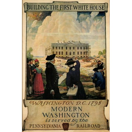 Rare First Day Covers - Building The First White House Vintage Ad Poster By N C Wyeth 24X36 Very Rare