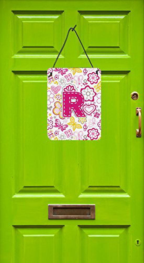 Carolines Treasures CJ2005-RDS1216 Letter R Flowers And Butterflies Pink Wall and Door Hanging Prints