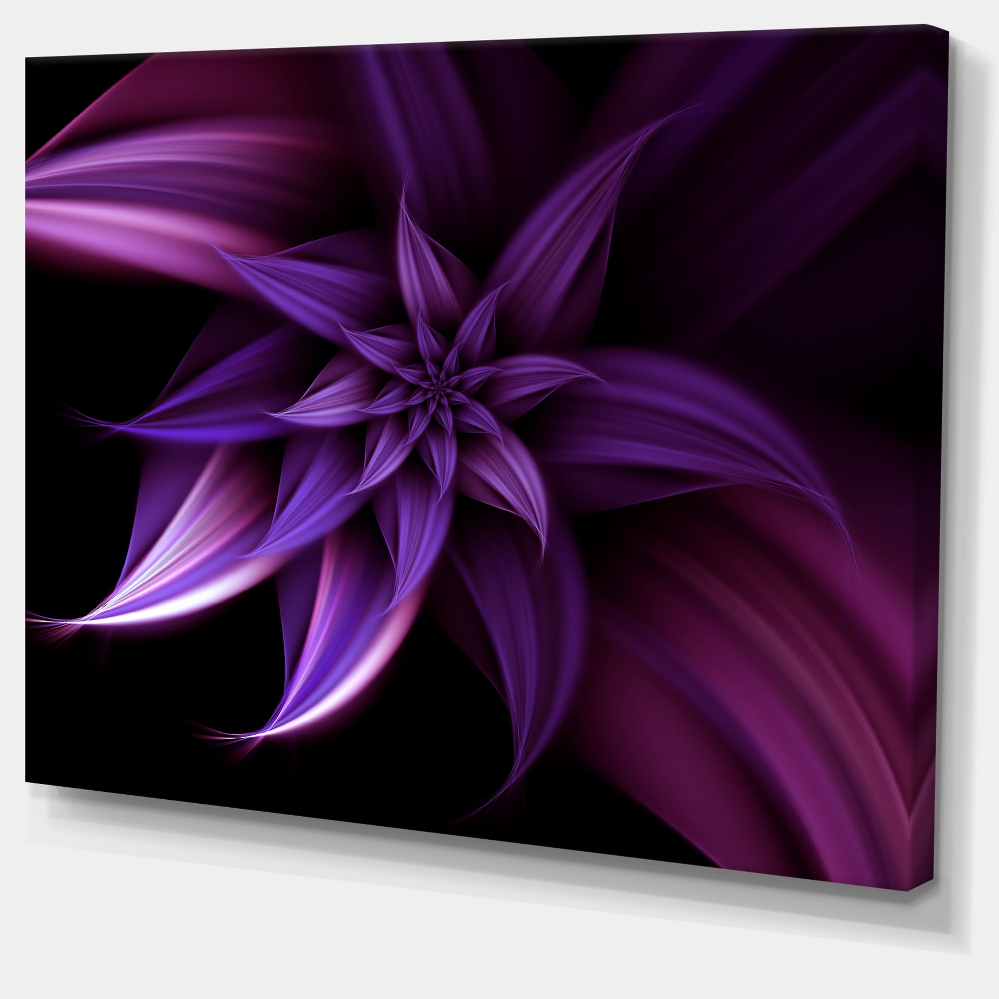Designart 'Fractal Flower Purple ' Floral Art Canvas Print