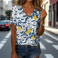thumbnail image 3 of Blusa Zhyaj de manga corta con cuello en V y estampado floral bohemio para mujer, 3 of 5