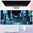 thumbnail image 5 of 1pc Cyberpunk Style Gaming Mouse Pad, Japanese Building Extended Large Mouse Mat Big Mousepad, Keyboard Stitched Edges Big Mousepad For Computer Pc Laptop, 31.5×11.8inch, 5 of 15