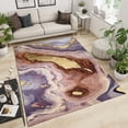 thumbnail image 3 of Purple Brown Marble Area Rug, Luxurious Purple Texture Indoor Rugs, With Anti-Slip Easy Clean Carpet For Living Room Bedroom Kitchen Dining Room Home Office, 3 of 7