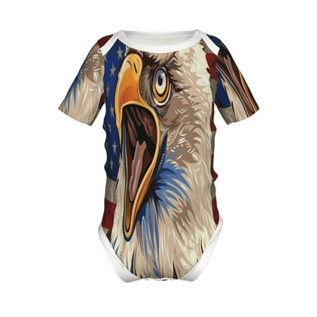 

Adobk Eagle With USA Flags Print Baby Climbing Clothes Jumpsuit Rompers Classic Rompers Child Short sleeve Bodysuits-3 Months
